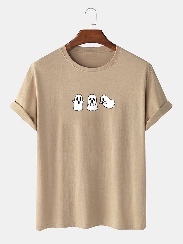 Miesten 100 % Puuvillasta Valmistettu Sarjakuva Ghost Printing Funny T-paita