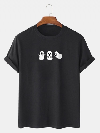 Miesten 100 % Puuvillasta Valmistettu Sarjakuva Ghost Printing Funny T-paita