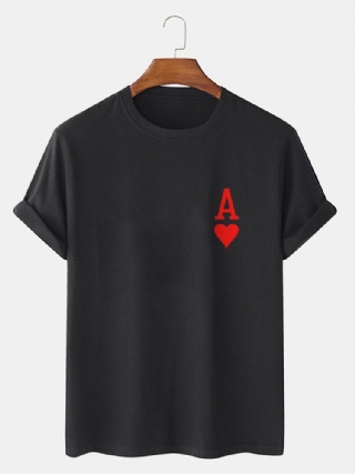 Miesten Ace Of Hearts Poker Print 100 % Puuvillaa Lyhythihaiset T-paidat