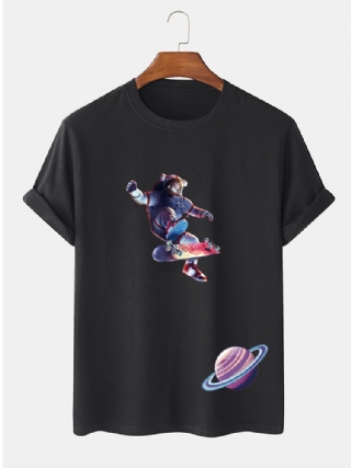 Miesten Astronaut Planet Print Lyhythihainen 100 % Puuvilla T-paita