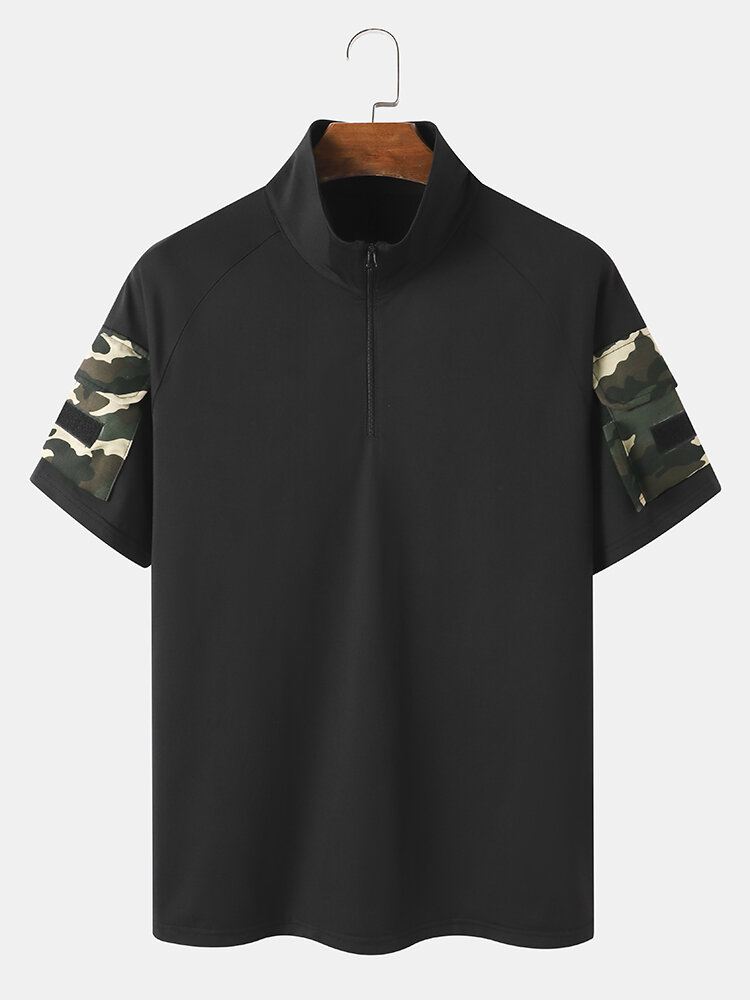 Miesten Camo Double Pocket Velcros Yksityiskohdat Rento Ihoystävällinen Lyhythihainen T-paita