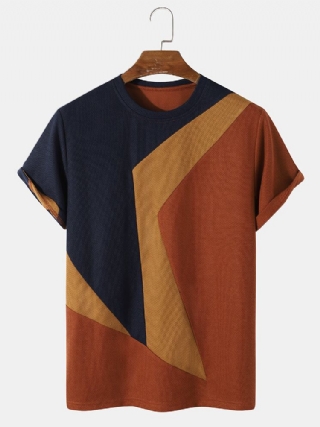 Miesten Colour Block Veins Crew Neck Casual T-paidat