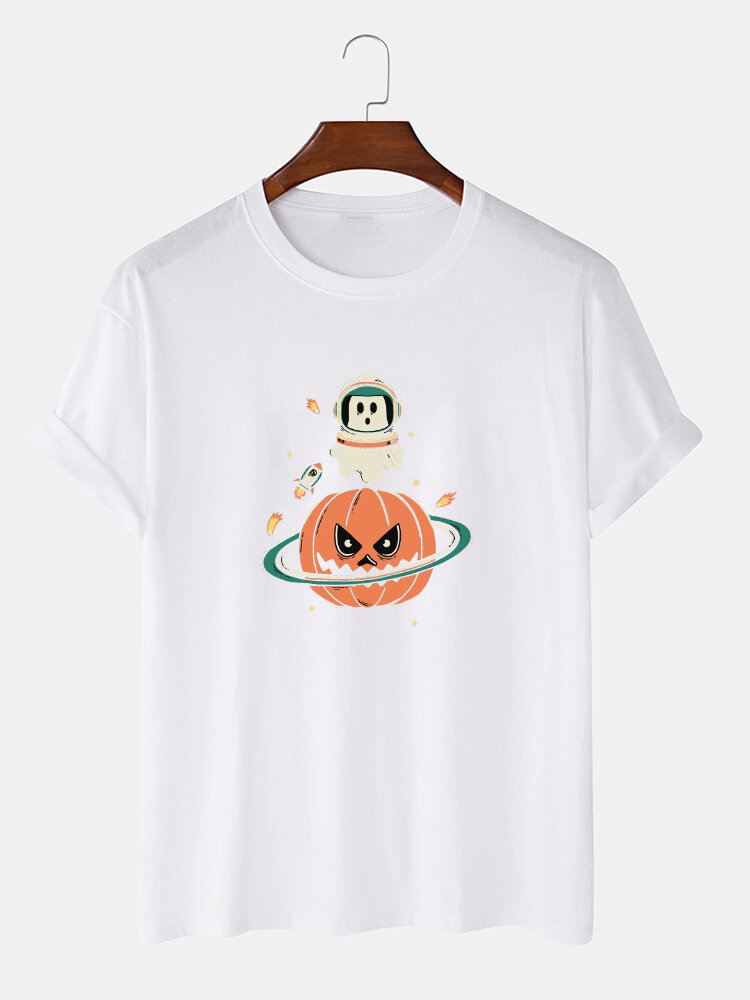 Miesten Halloween Pumpkin Print Lyhythihaiset 100 % Puuvilla T-paidat