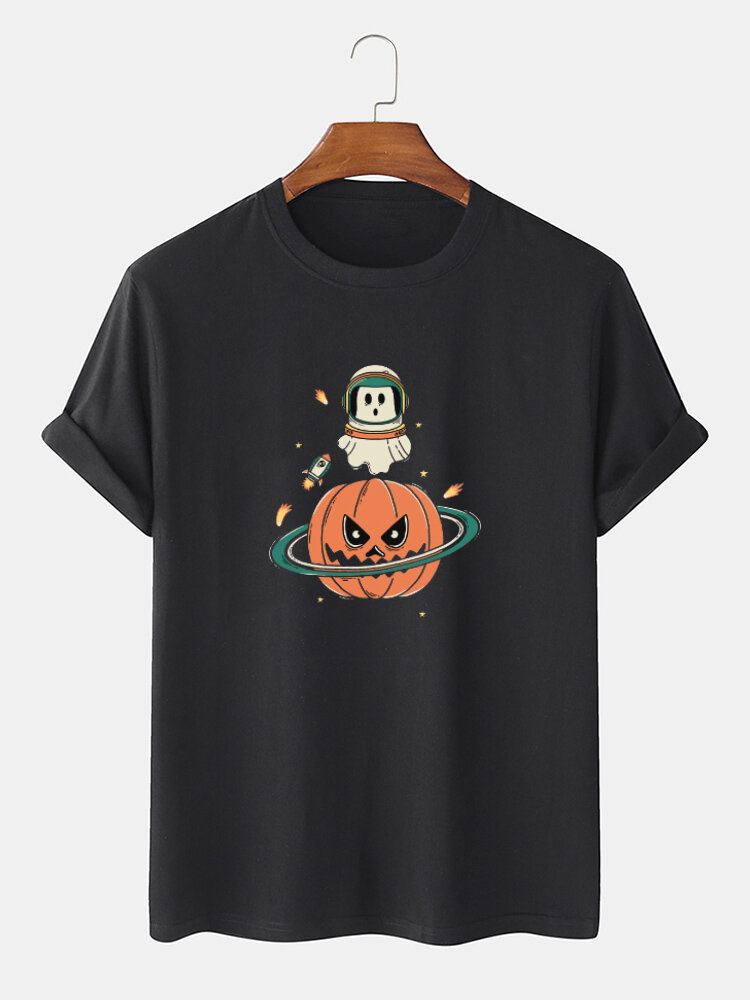 Miesten Halloween Pumpkin Print Lyhythihaiset 100 % Puuvilla T-paidat