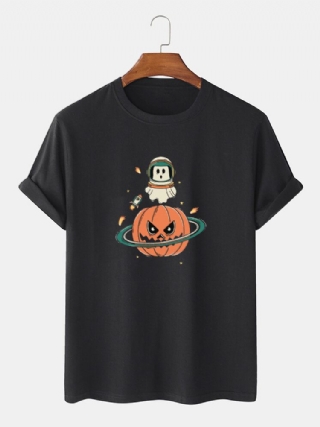 Miesten Halloween Pumpkin Print Lyhythihaiset 100 % Puuvilla T-paidat