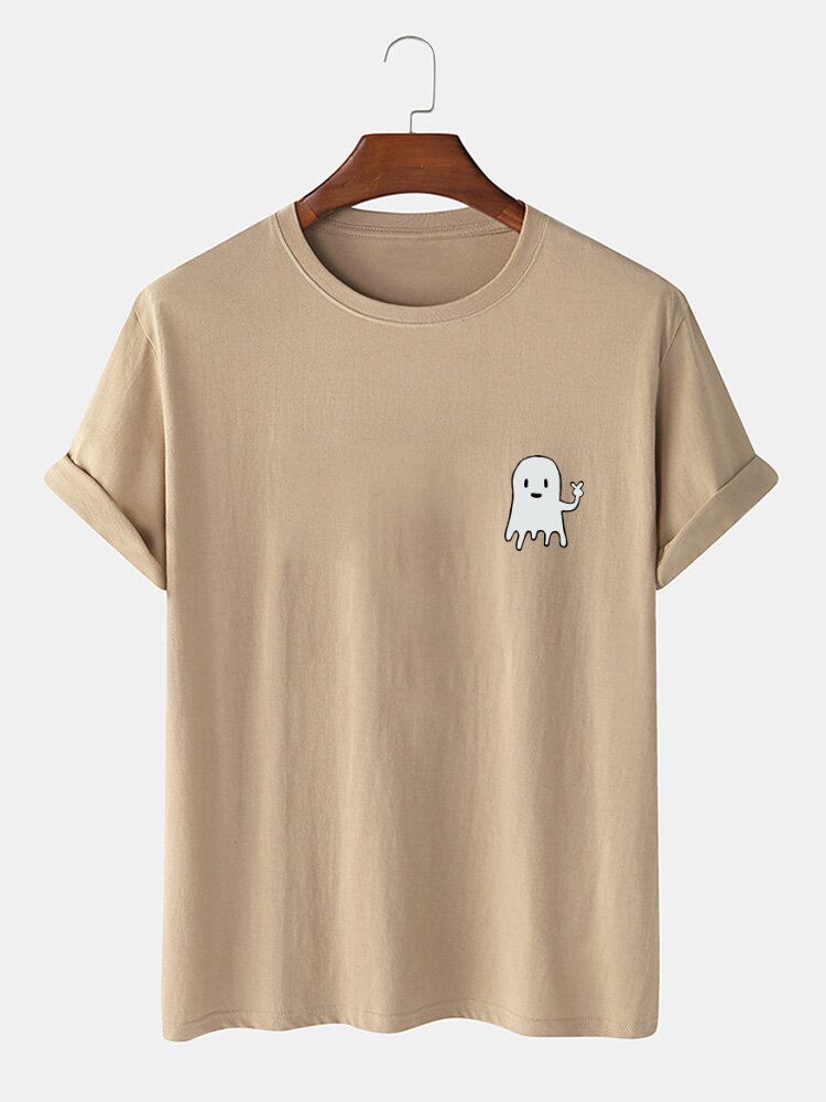 Miesten Halloween-sarjakuva Ghost Print-puuvillaiset Lyhythihaiset T-paidat