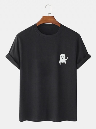 Miesten Halloween-sarjakuva Ghost Print-puuvillaiset Lyhythihaiset T-paidat