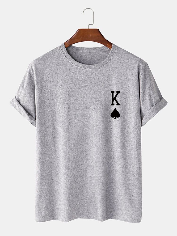 Miesten King Of Spades Poker Print 100 % Puuvillainen Lyhythihainen T-paita