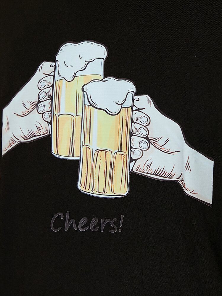 Miesten Oluet Cheers Graphic Crew Neck Puuvilla Lyhythihaiset T-paidat