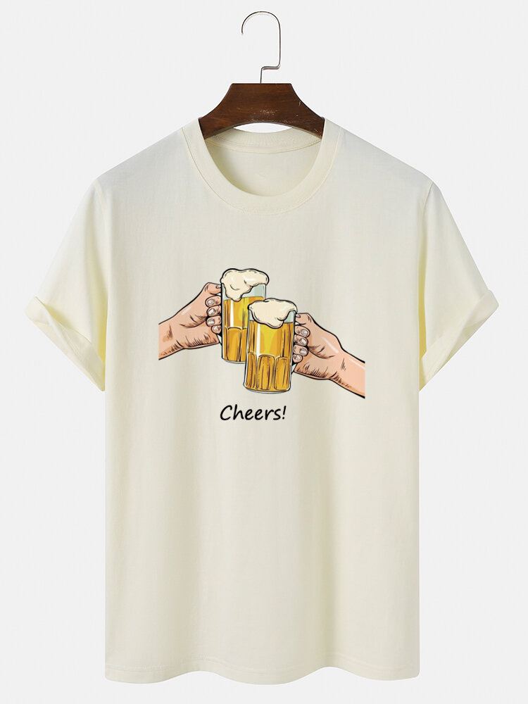 Miesten Oluet Cheers Graphic Crew Neck Puuvilla Lyhythihaiset T-paidat