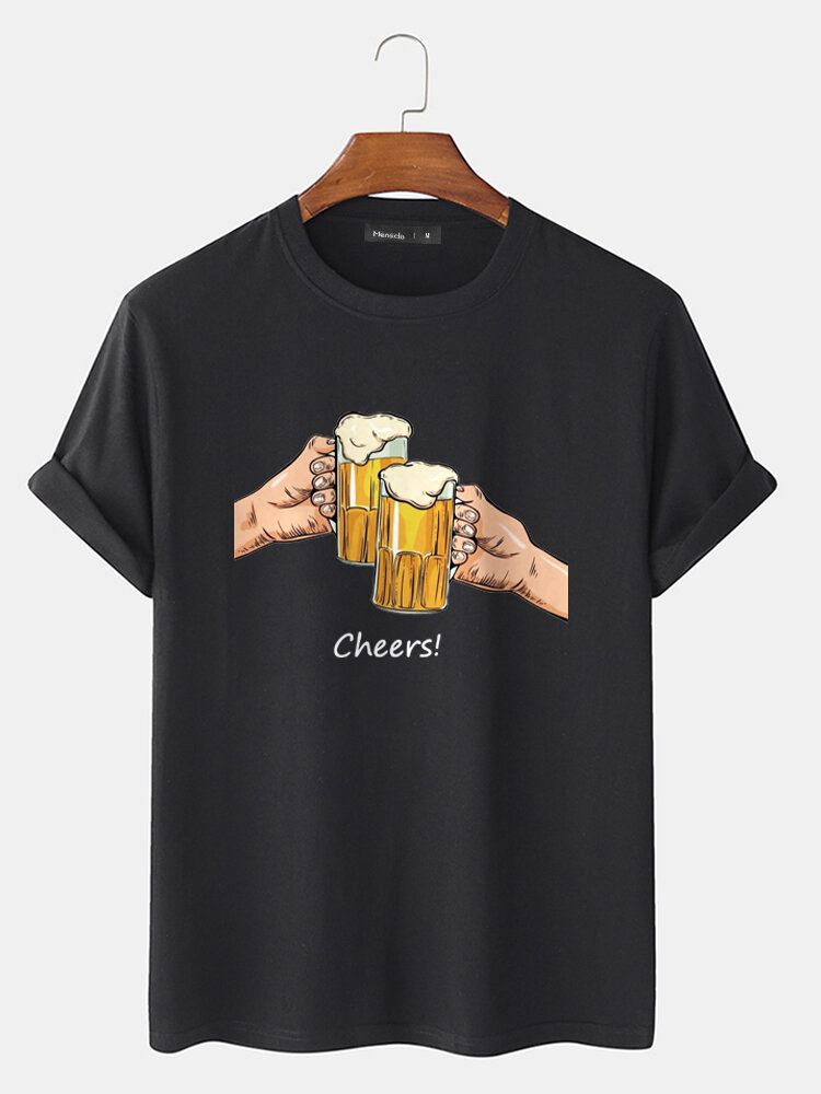 Miesten Oluet Cheers Graphic Crew Neck Puuvilla Lyhythihaiset T-paidat