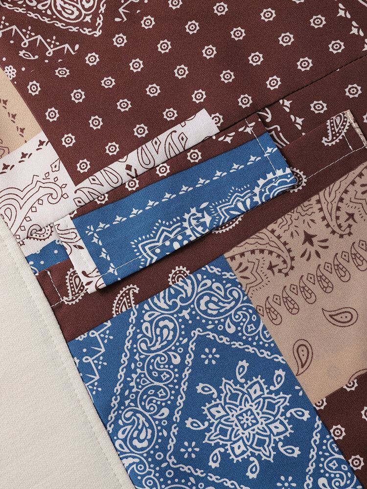 Miesten Paisley Patchwork Stitching Vapaa-aika Kaikki Yhteensopivat T-paidat