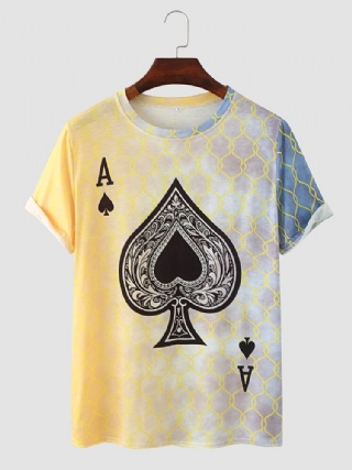 Miesten Poker Spade Ombre Print Helma Crew Neck Casual T-paita