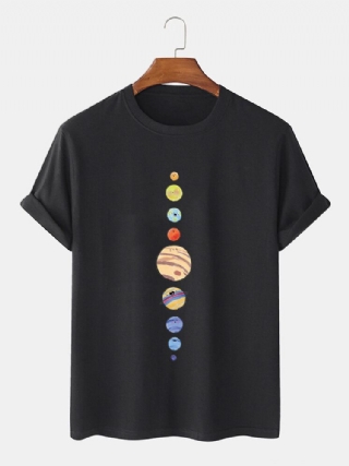 Miesten Sarjakuva Planets Print 100% Puuvillaa O-kaula Lyhythihainen T-paita