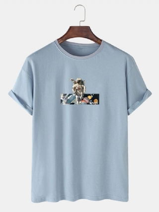 Miesten Space Astronaut Graphic 100 % Puuvillaa Löysät Lyhythihaiset T-paidat