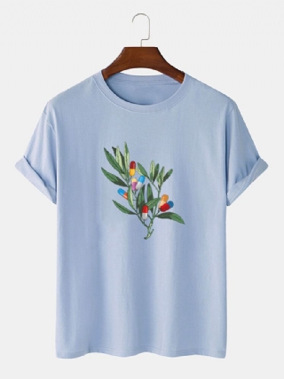 Miesten Tree Graphic Rintakuvio 100 % Puuvilla Ohut Causal Löysä Lyhythihainen T-paita