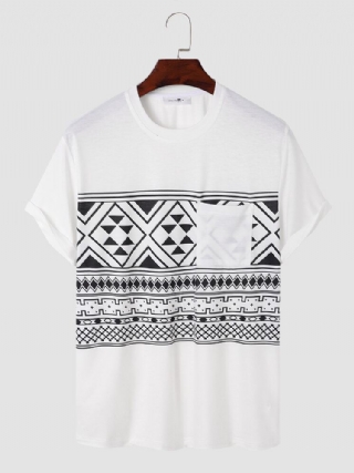 Miesten Tribal Print Rintatasku Crew Neck Pehmeät Lyhythihaiset Rento T-paidat