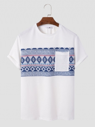 Miesten Tribal Print Rintatasku Crew Neck Pehmeät Lyhythihaiset Rento T-paidat