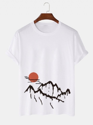 Miesten Ukiyoe Landscape Print-puuvillaiset Lyhythihaiset T-paidat