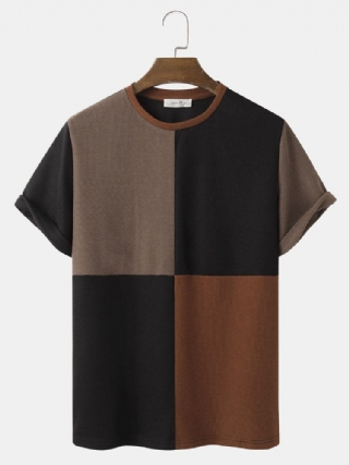 Miesten Värilliset Patchwork Crew Neck-t-paidat