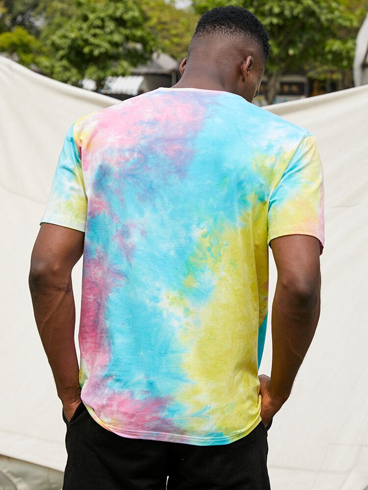 Miesten Vapaa-ajan Perhospainatus Street Tie Dye Lyhythihaiset T-paidat