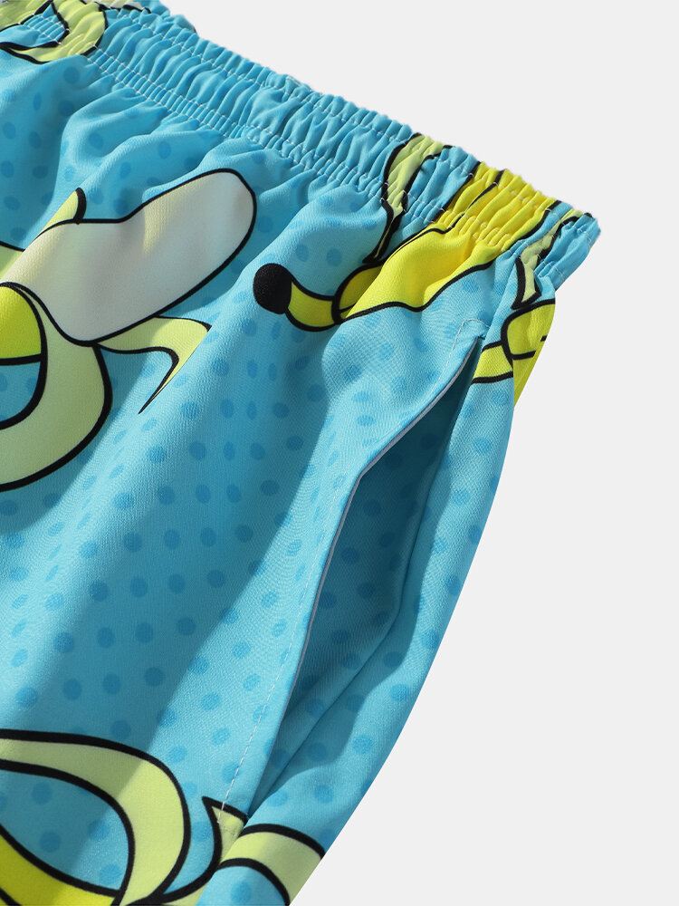 Miesten Allover Bananas Print Board Beachwear Löysät Leveät Shortsit