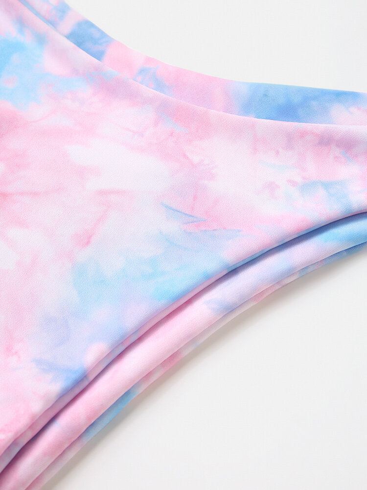 Naisten Tie-dye Print Leveät Olkaimet Matala Vyötäröinen Bikinit Uimapuku