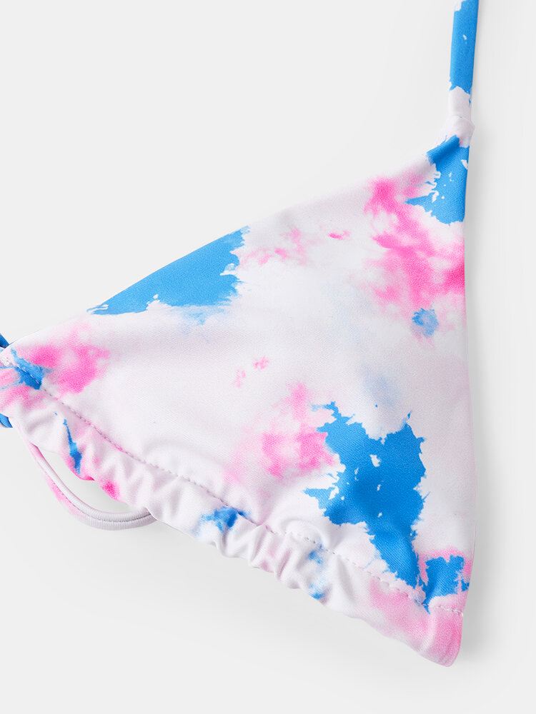 Triangle Tie-dye Riimunauha Bikinit Avoselkä Rantavaatteet Naisten