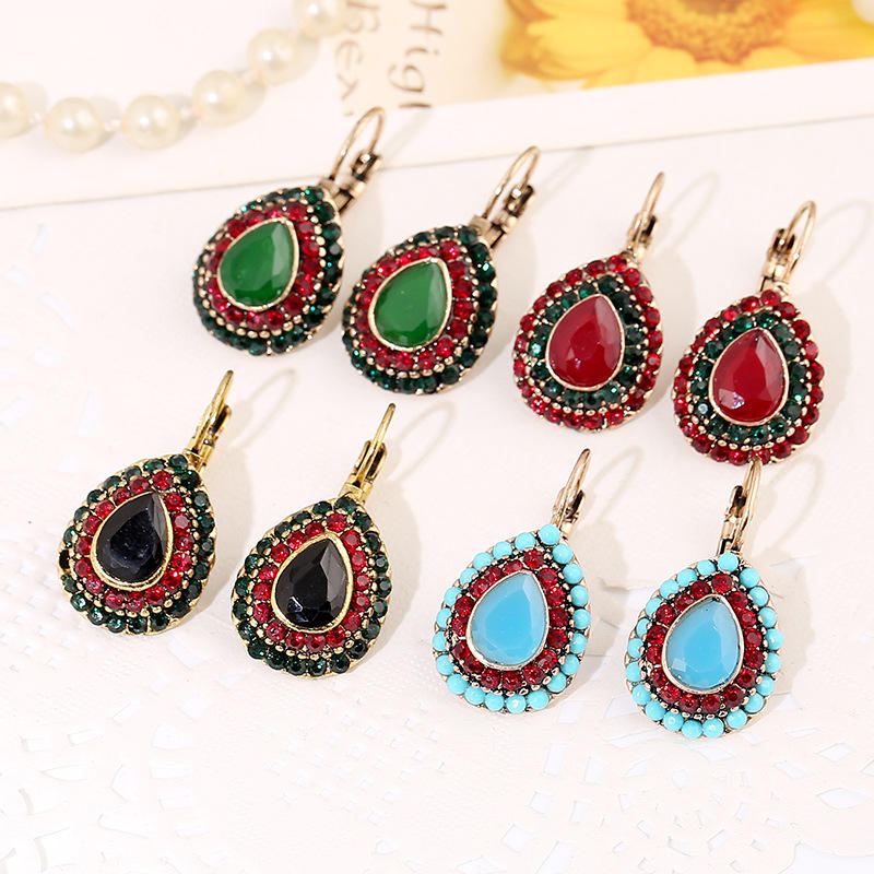 Bohemian Red Crystal Korvakorut Retro Water Drop Ear Drop Tekojalokivikorvakoru Naisille