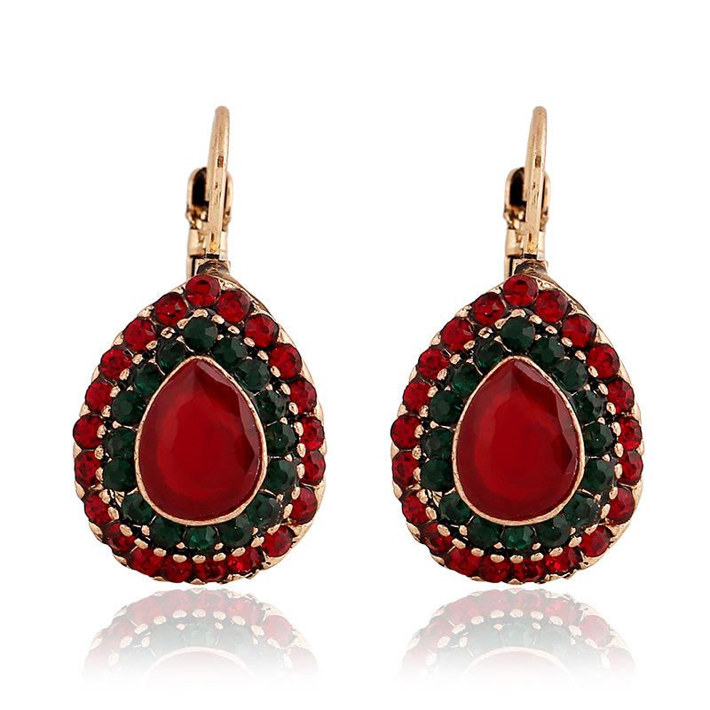 Bohemian Red Crystal Korvakorut Retro Water Drop Ear Drop Tekojalokivikorvakoru Naisille