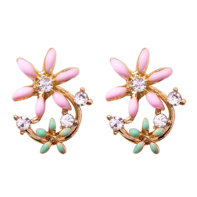 Sweet Flower Butterfly Stud Korvakorut Anallergiset Sterling Hopea Neula Strassikivi Naisten Korvakorut