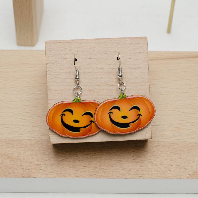 Trendikäs Pumpkin Smile Riipus Korvakorut Hauskat 3d Stereoskooppinen Halloween Hartsi Sarjakuva Korvakoru