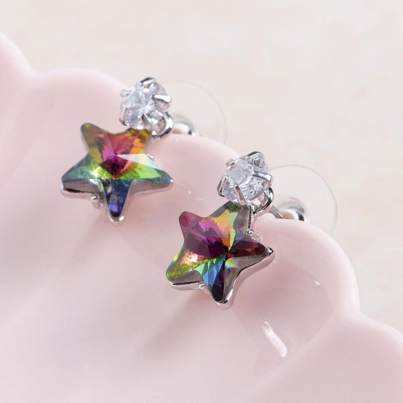 Yksinkertainen Star Ear Stud Korvakoru Häikäisevä Cubic Zirkonia Star Crystal Piercing Korvakorut Naisille