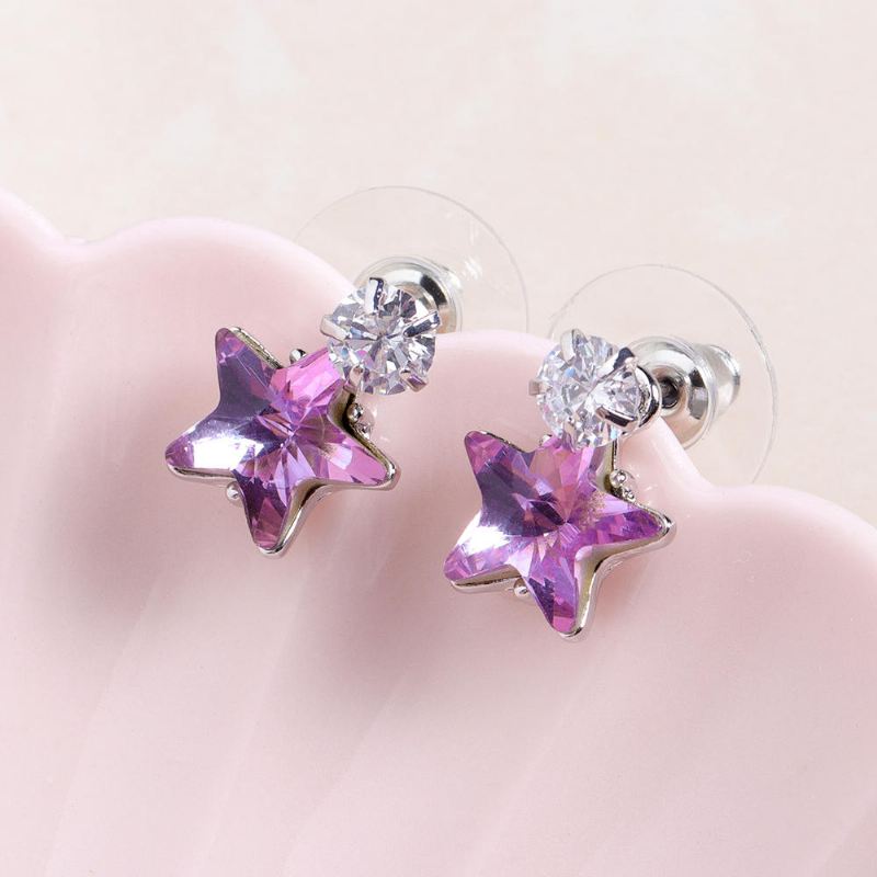 Yksinkertainen Star Ear Stud Korvakoru Häikäisevä Cubic Zirkonia Star Crystal Piercing Korvakorut Naisille