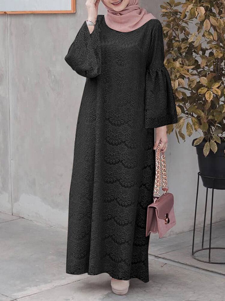 Naisten Abaya Kaftan Lace Patchwork Falre Sleeve Nilkkapituiset Rento Midi Mekot