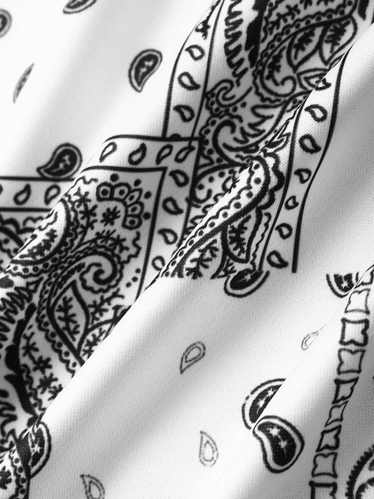 Miehet Paisley Retro Ethnic Contrast Hupullinen Paita Kangaroo Taskut Hupullinen Paita