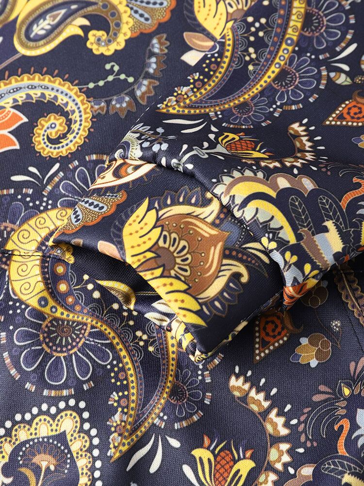 Miehet Retro Etninen Paisley Painatus Kiristysnyörillä Hupparit Kangaroo Taskut Hupullinen Paita