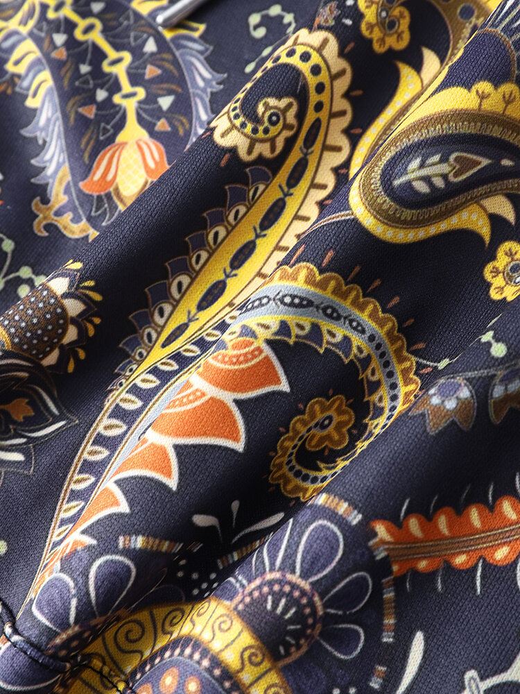 Miehet Retro Etninen Paisley Painatus Kiristysnyörillä Hupparit Kangaroo Taskut Hupullinen Paita