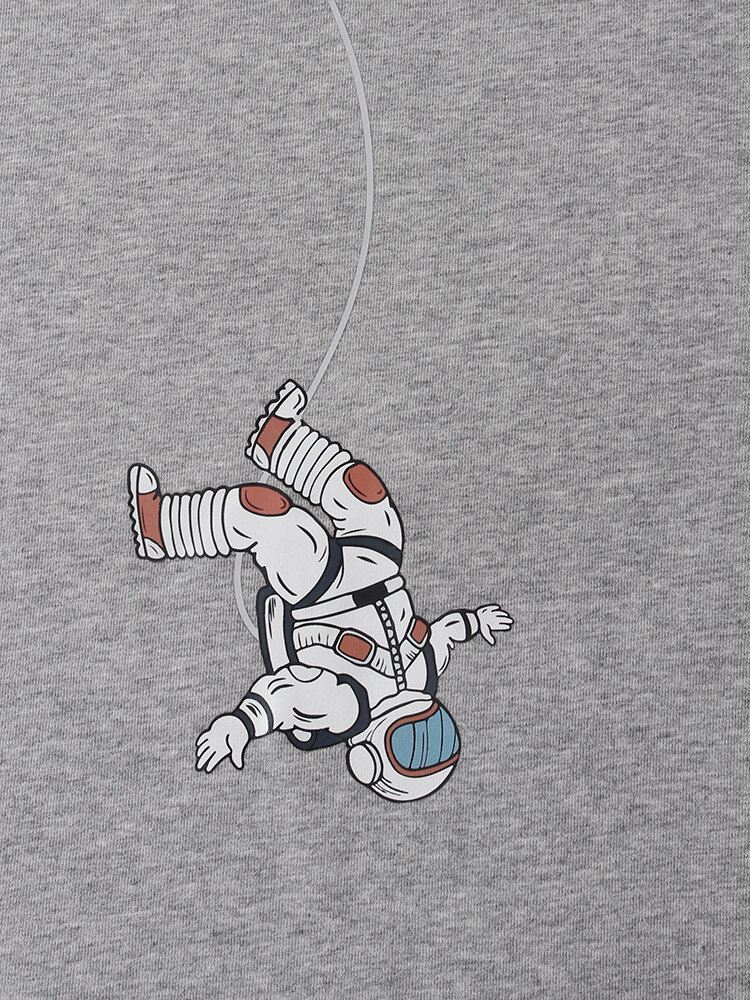 Miesten Astronaut Graphic Print-pyöreäpääntie Puuvillainen Villapaita