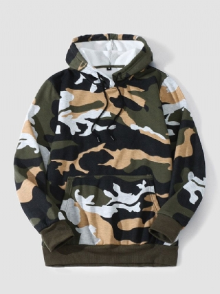 Miesten Camo Print Kangaroo Pocket Bodycorn Helma Rento Huppari