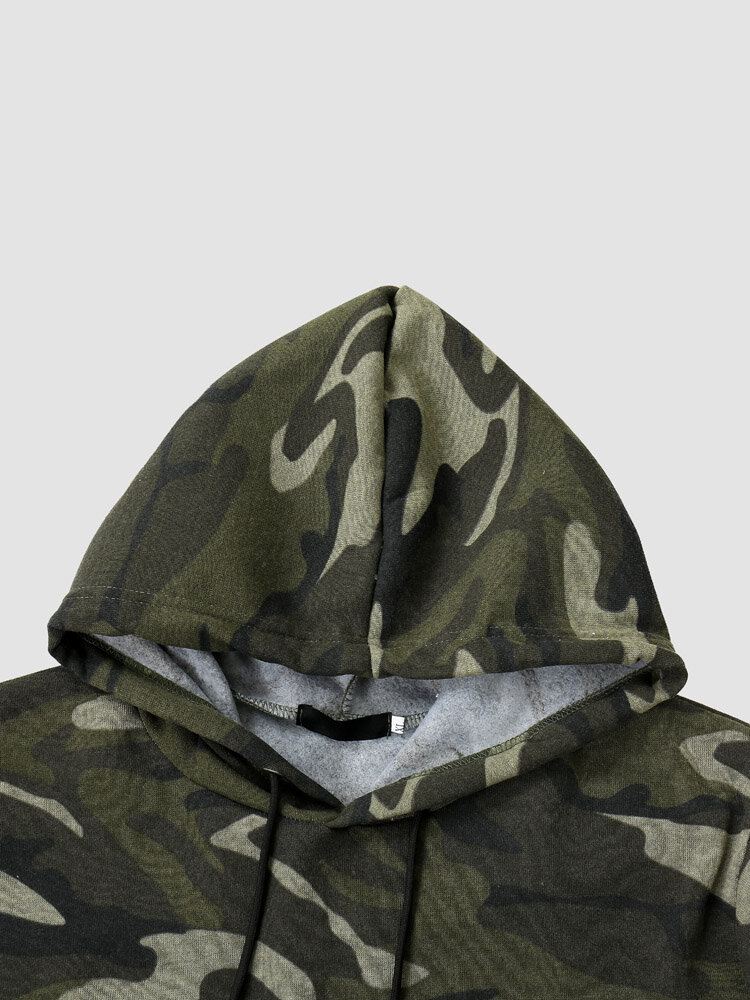 Miesten Camo Print Vetoketju Kiristysnyöri Bodycorn Helma Rento Hupullinen Paita