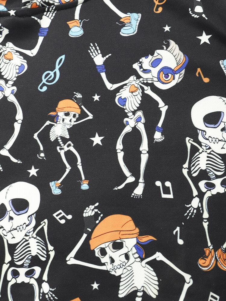 Miesten Halloween Dance Skull Print-huppari