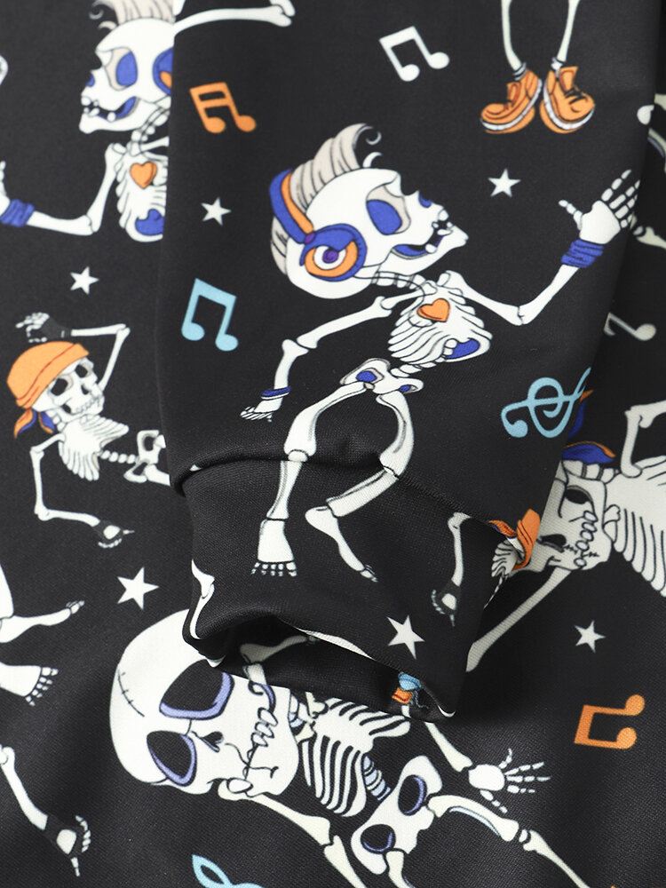 Miesten Halloween Dance Skull Print-huppari