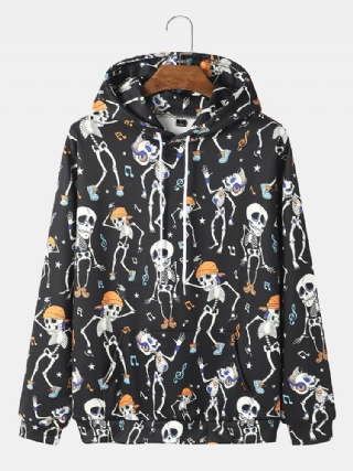 Miesten Halloween Dance Skull Print-huppari