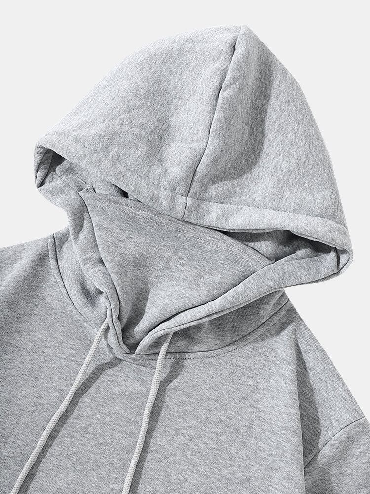 Miesten Kiinteä Kiristysnyörillinen Fleece-urheilullinen Korkeapääntie Jossa Edessä Taskut Hupullinen Huppari