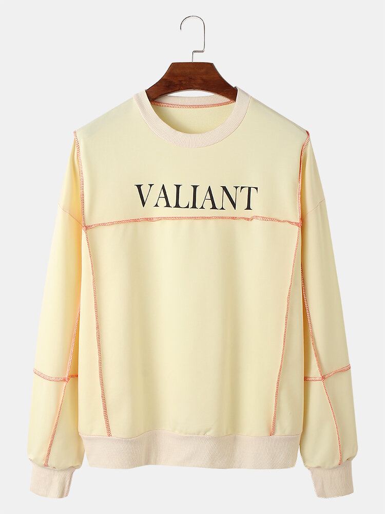 Miesten Puuvillainen Valiant Reverse Loopback Crew Neck Rento Villapaita