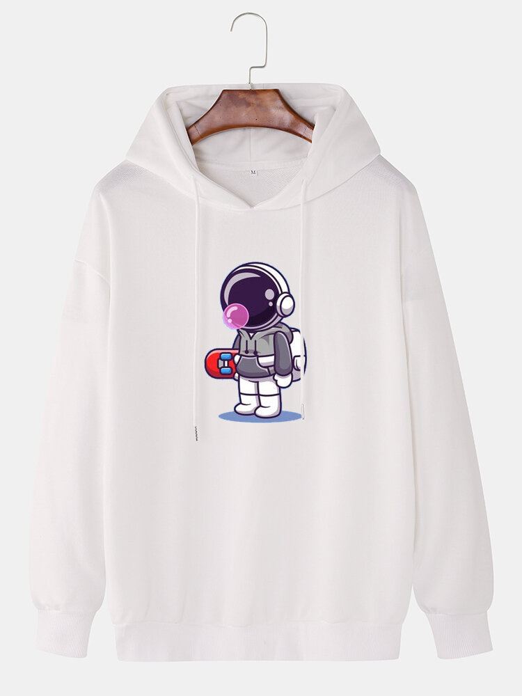 Miesten Sarjakuva Astronaut Print Pitkähihaiset Olkapäähupparit