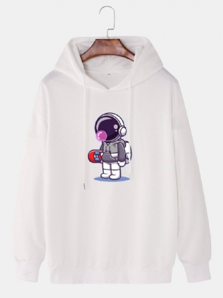 Miesten Sarjakuva Astronaut Print Pitkähihaiset Olkapäähupparit