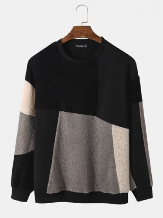 Miesten Teddy Color Block Patchwork Crew Neck-neulepuserot