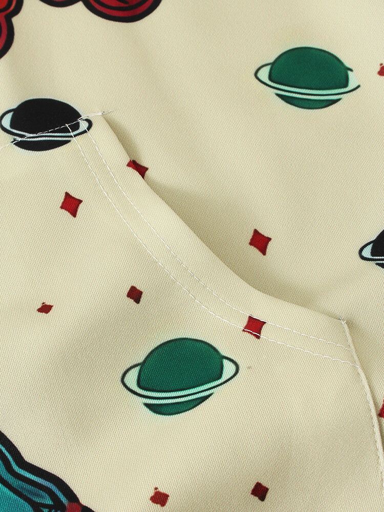 Miesten Ufo Planet Graffiti Print Kangaroo Pocket Design-hupparit